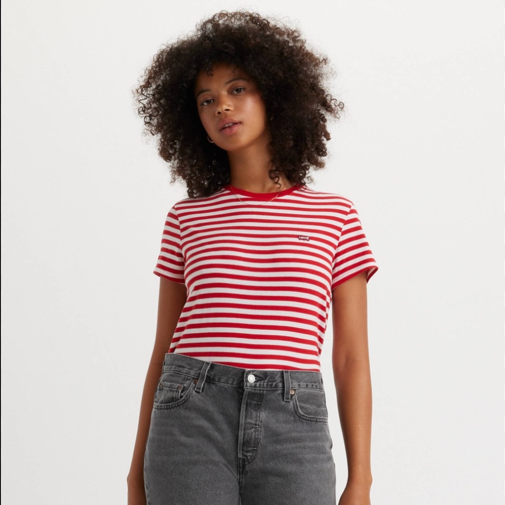 Levi's The Perfect Tee red and white striped short sleeve